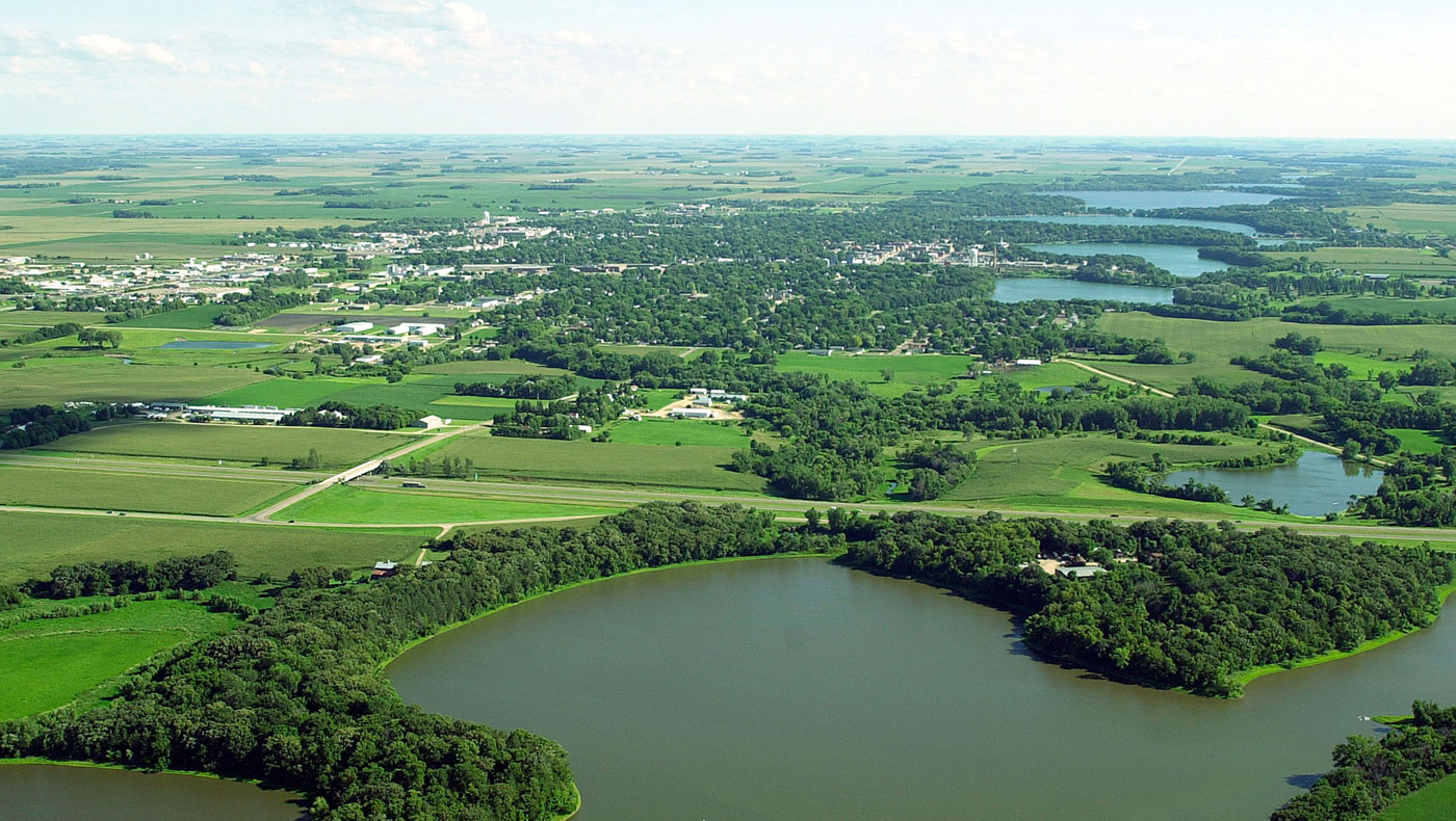 aerial view of lakes
