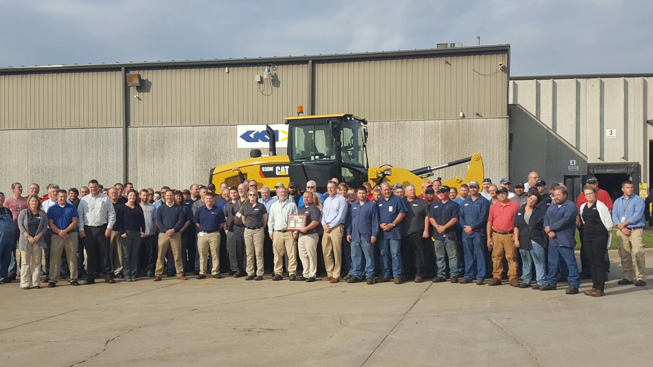 GKN Armstrong Wheels employees gather at the Estherville plant to recognize being named a CAT Platinum Supplier. 