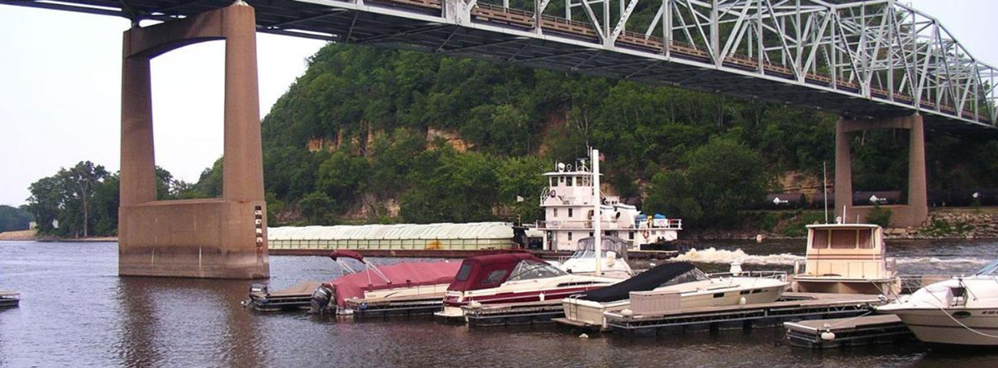 boats docked on the Mississippi River