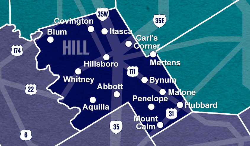 Hill County, TX map