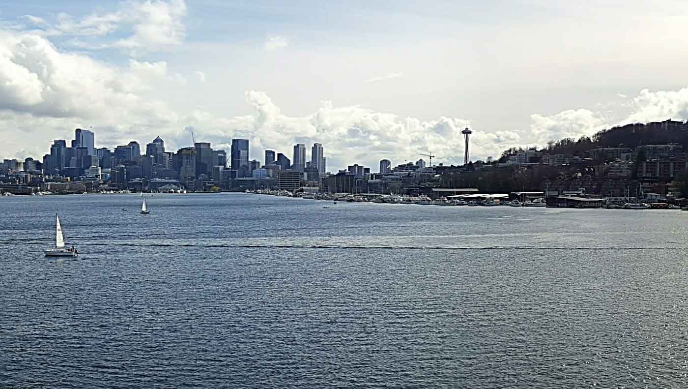 view of Seattle across water