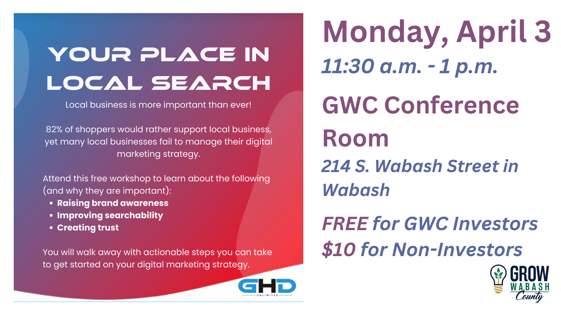GWC to host GHD Unlimited for small business Lunch & Learn Photo