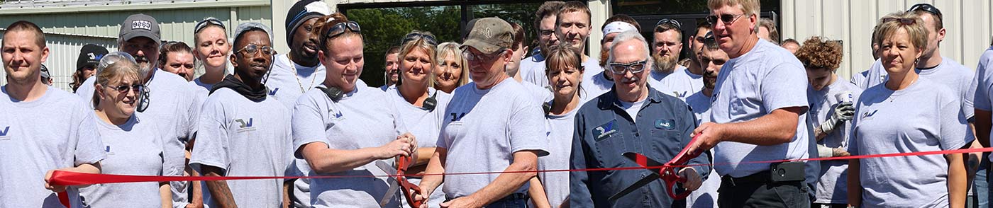 Ribbon cutting ceremony of a new large business in Wabash County
