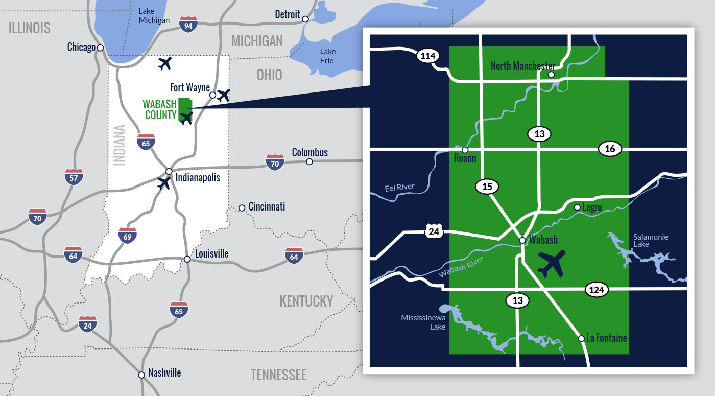 Wabash county and regional map