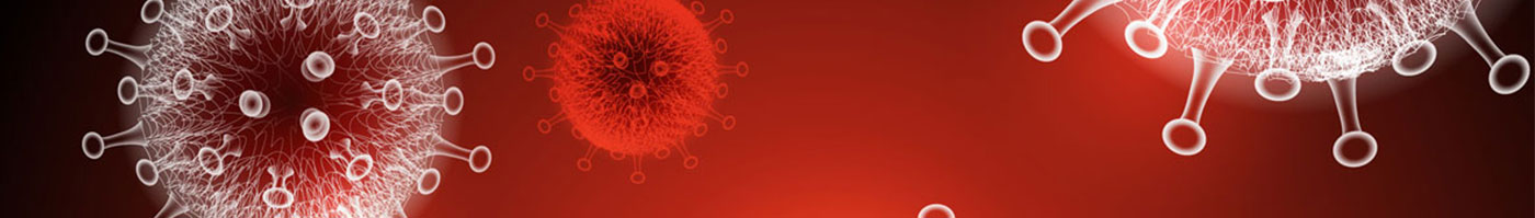 covid-19 virus with red background