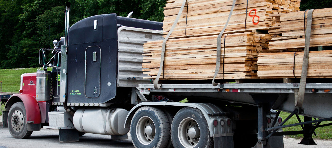 truck hauling wood