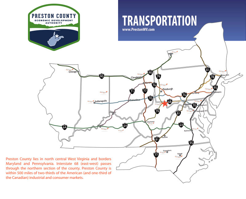 Preston County Transportation Map