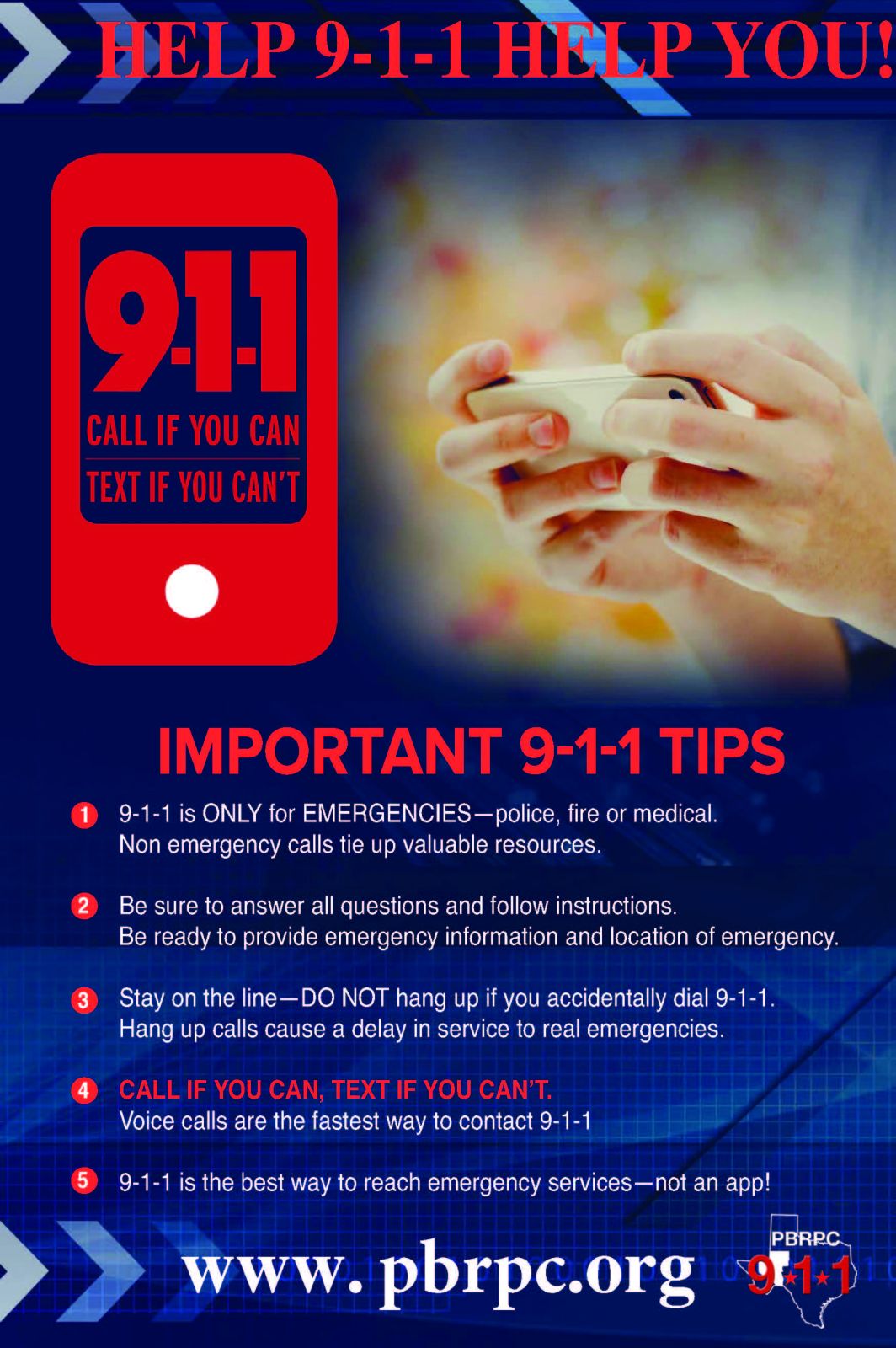 911 texting promotional graphic