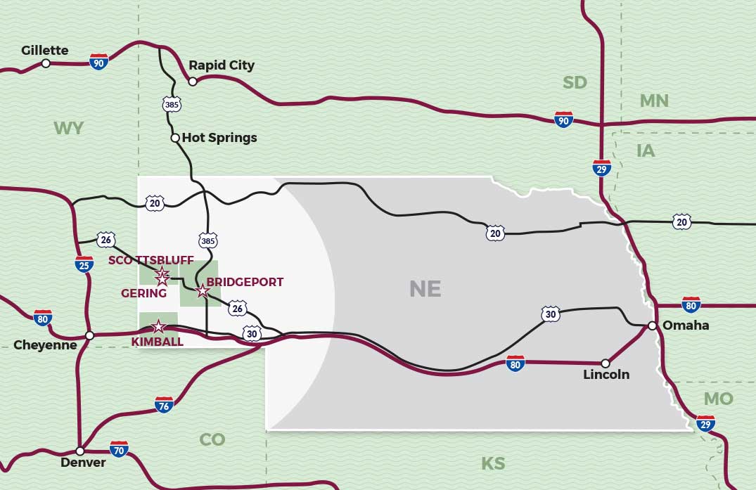 Western Nebraska map