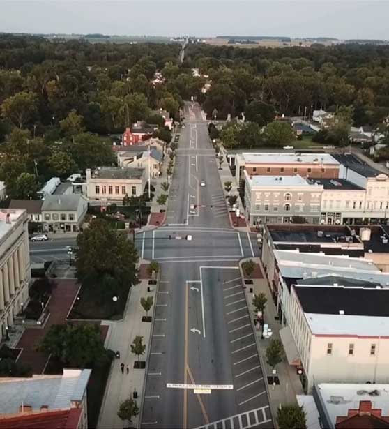 Aerial view of downtown