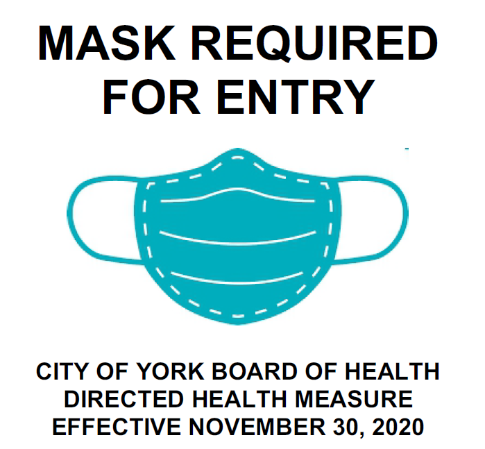 City of York Mask Mandate Sign Photo