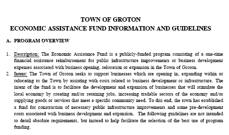 Town of Groton's Economic Assistance Fund