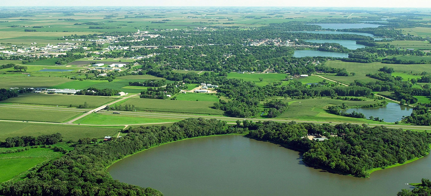 aerial view of lakes