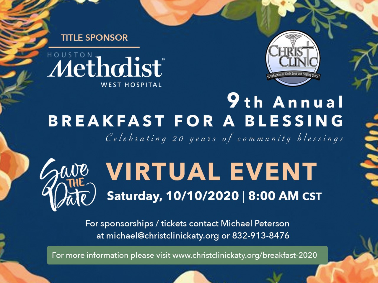 Christ Clinic’s premiere fundraiser Breakfast for a Blessing goes virtual celebrating 20 years of community blessings Main Photo