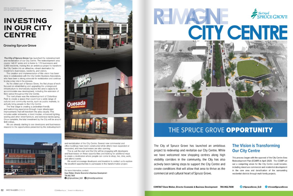 Spruce Grove Ad - Invest in Alberta 2023Magazine Main Photo